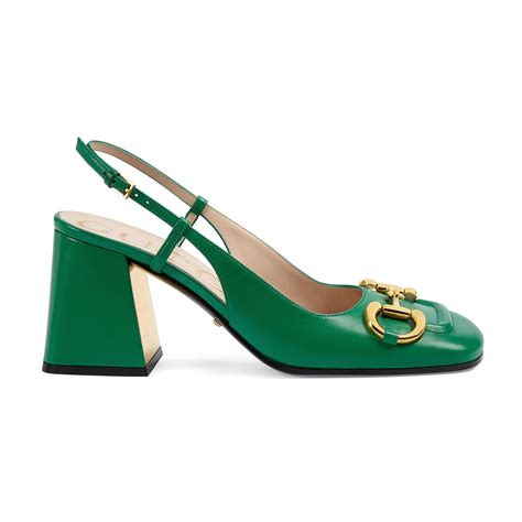 gucci slingback brown|Gucci slingback horsebit green.